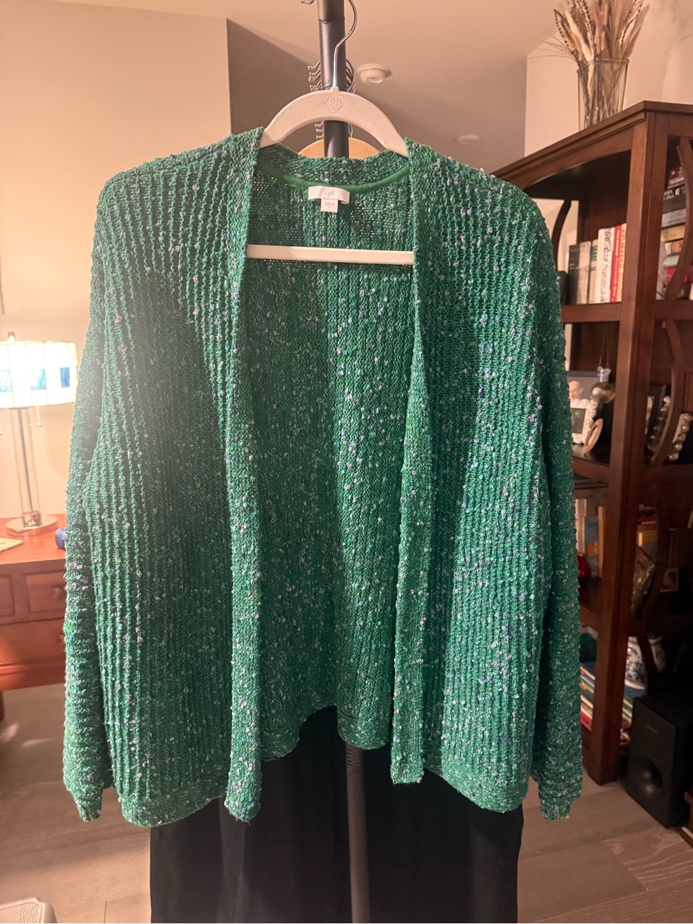 J. Jill Emerald Green Open-Front Ribbed Cardigan